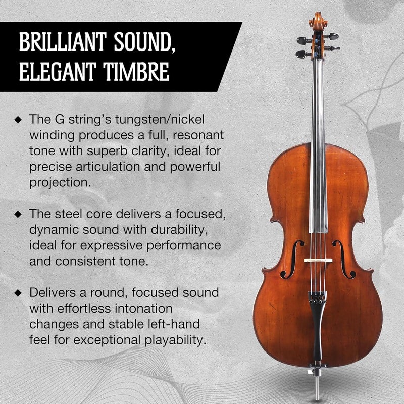 JARAGAR Evoke Cello G | Tungsten/Nickel on Steel Core Cello String for Professionals and Aspiring Cellists | Brilliant, Round, and Focused Sound with Elegant Timbre | Made In Denmark | G-String - Image 4